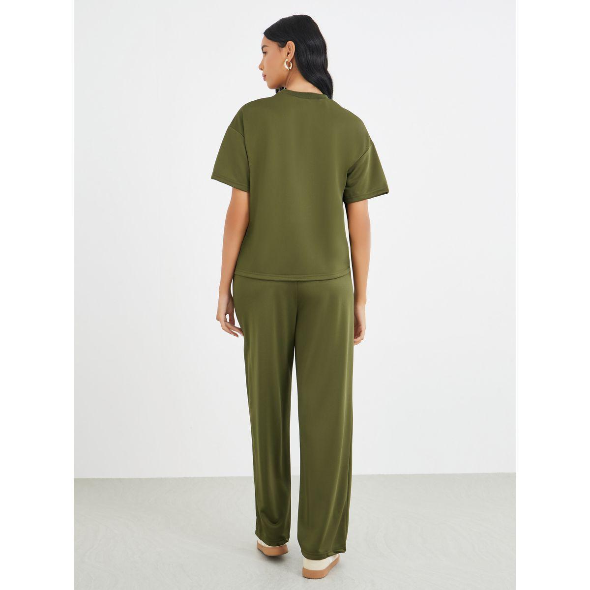 Styli Lace Trim Round Neck Top and Pants Co-Ords-women-clothing-coordsets-image-5