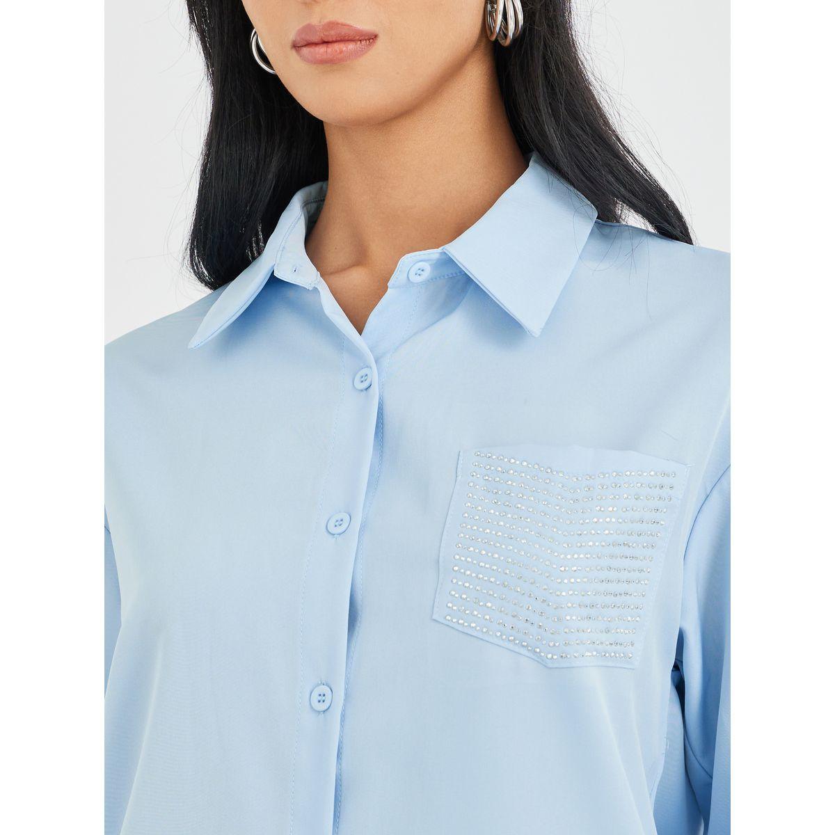 Styli Embellished Pocket Buttoned Shirt and Pants Co-Ordsd-women-clothing-coordsets-image-3