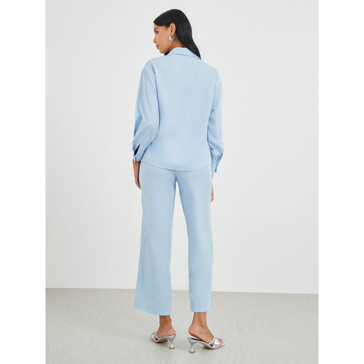 Styli Embellished Pocket Buttoned Shirt and Pants Co-Ordsd-women-clothing-coordsets-image-5