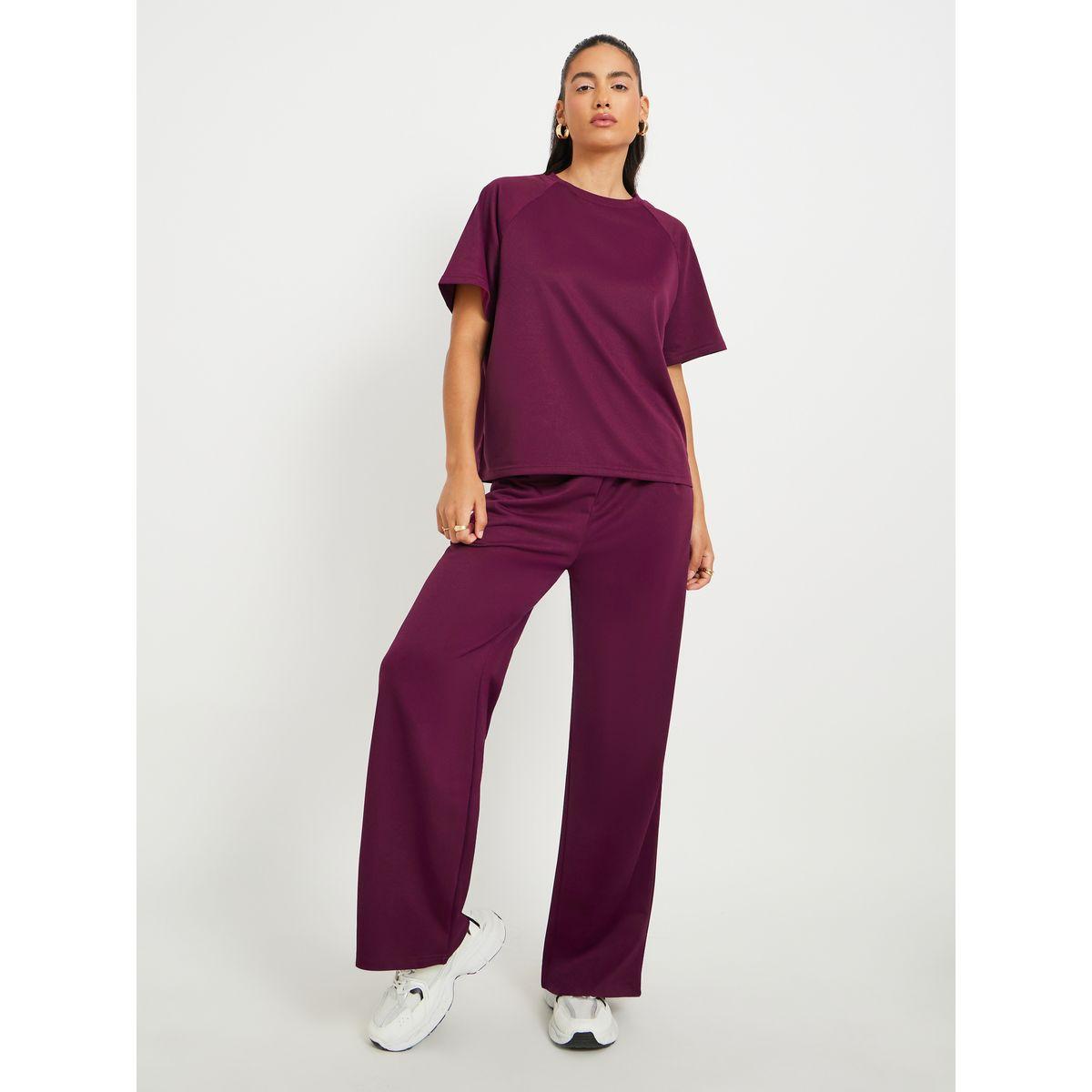 طقم منسق من بنطال وتيشيرت بأكمام ريجلان-women-clothing-coordsets-image-3