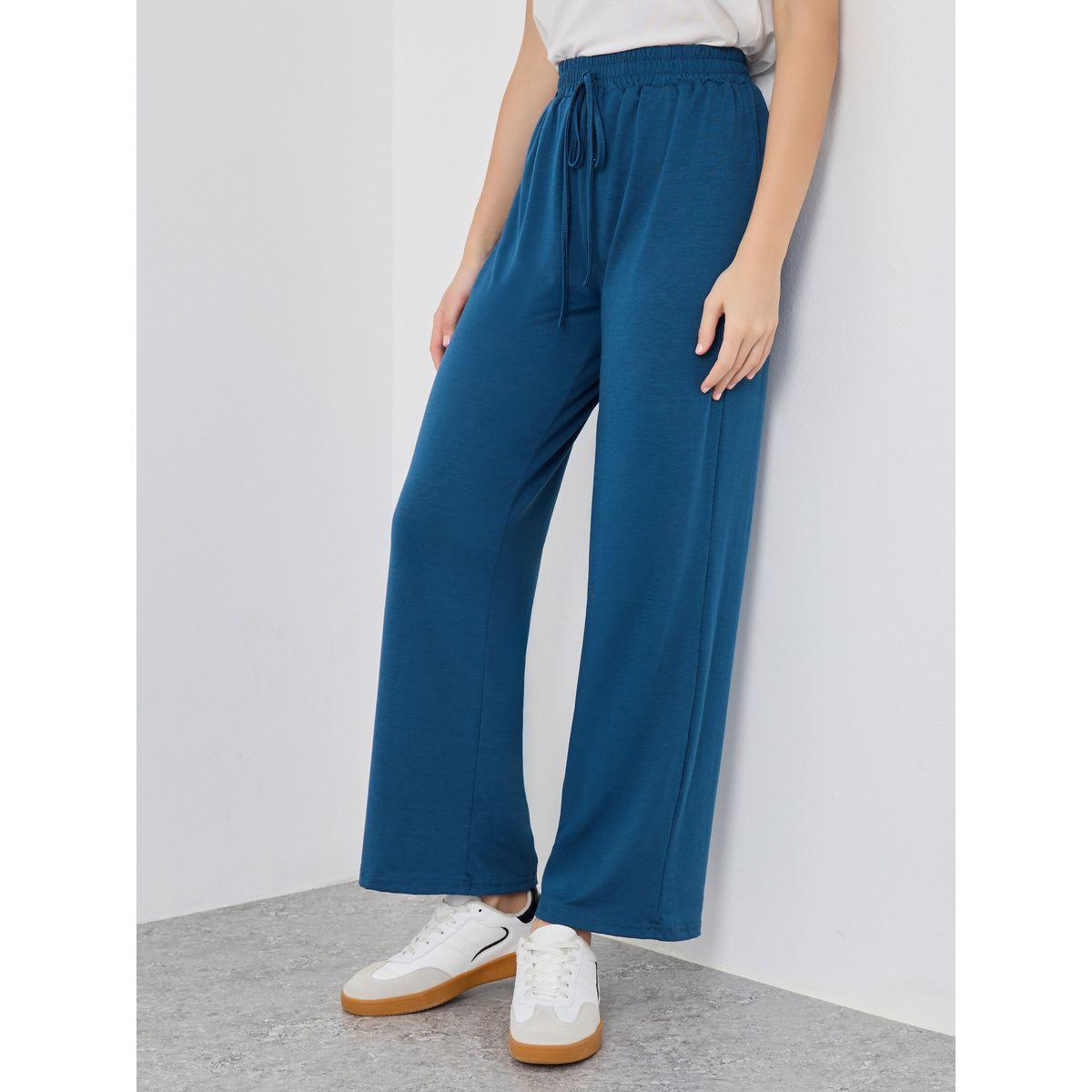 Styli Solid Loose Fit Pants with Drawstring-women-clothing-bottoms-trousers-image-2