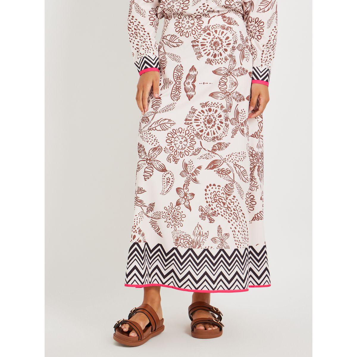 Styli Print Long Sleeve Top and A-Line Skirt Co-Ords-women-clothing-coordsets-image-5