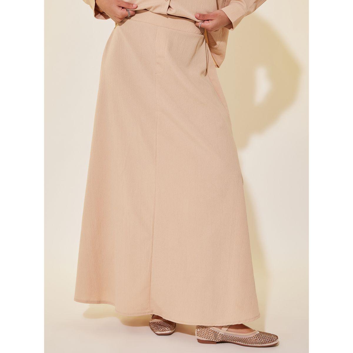 Styli Solid Spread Collar Shirt and Skirt Co-Ords-women-clothing-coordsets-image-5