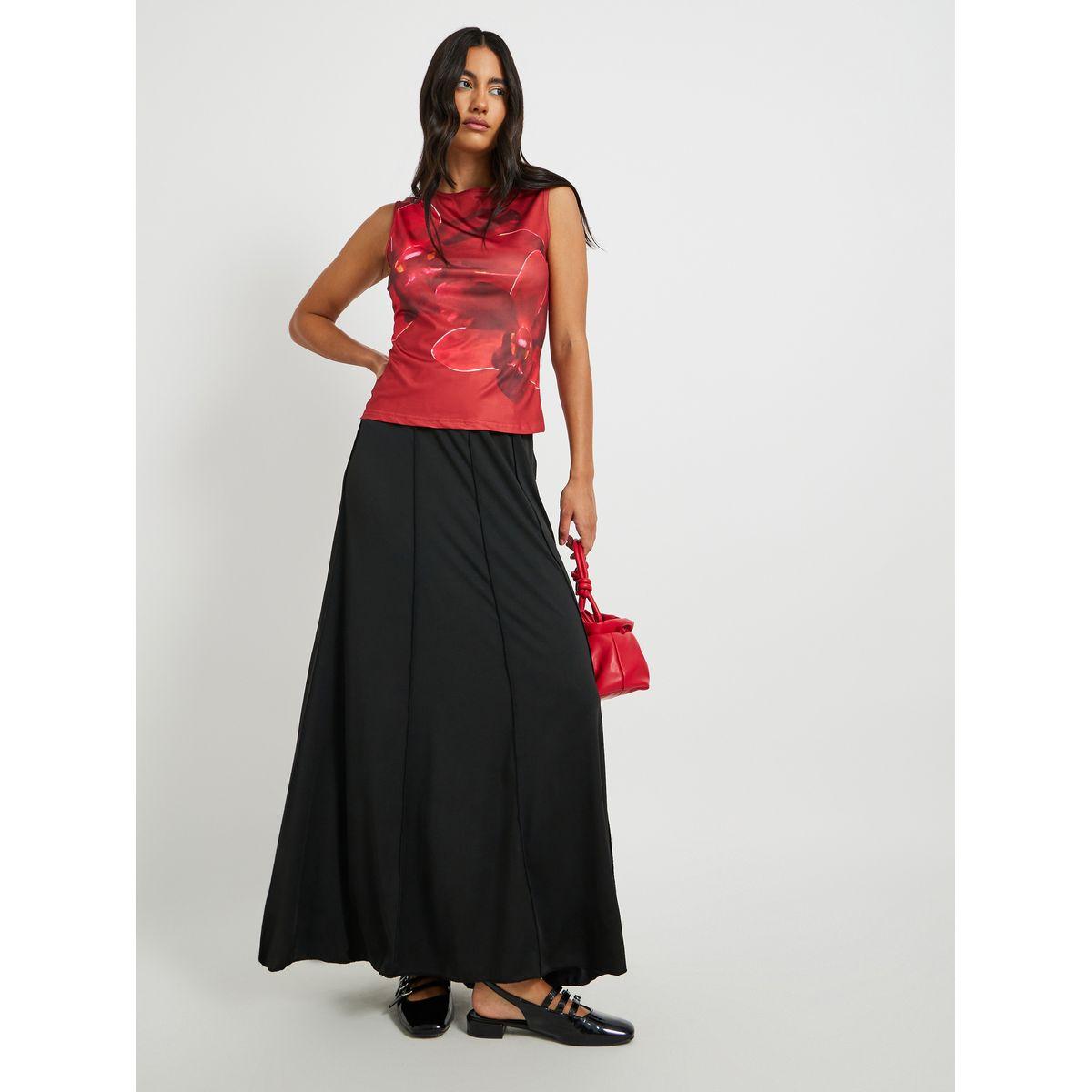 Styli Solid High Rise A-Line Maxi Skirt-women-clothing-bottoms-skirts-image-1