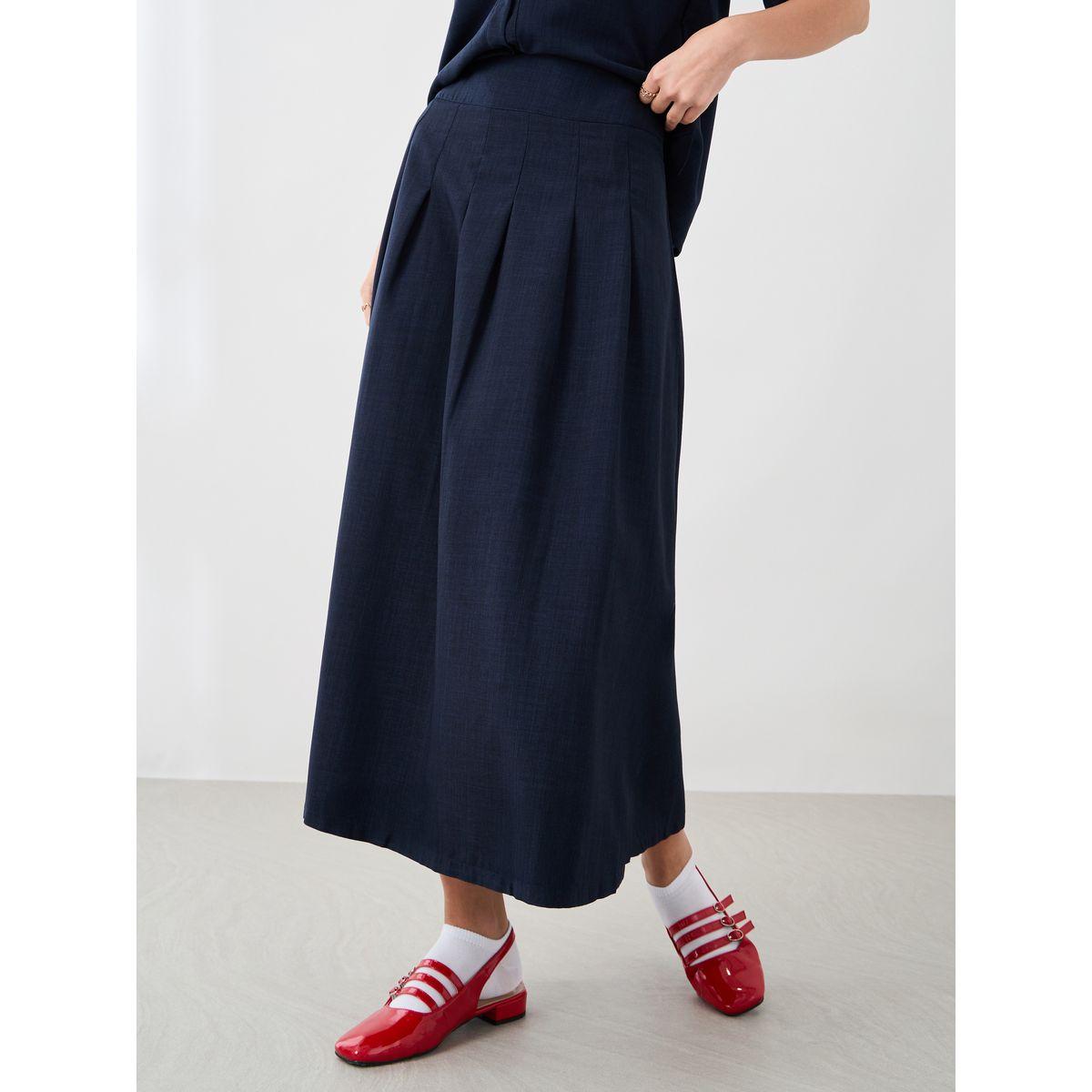 طقم منسق من تنورة وبلوزة سادة بياقة سبريد-women-clothing-coordsets-image-5
