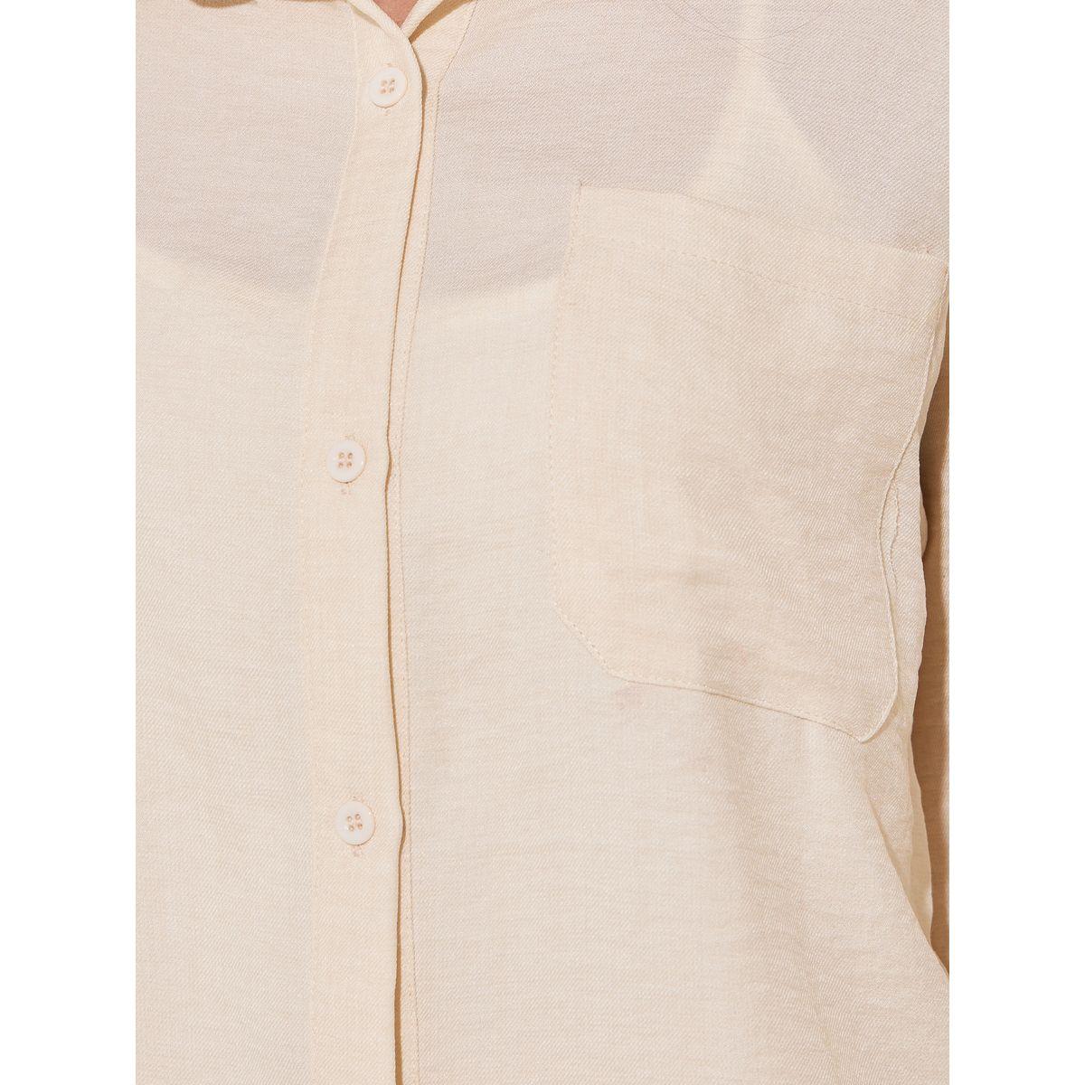 Styli Solid 3/4 Sleeve Pocket Detail Shirt and Pants Co-Ords-women-clothing-coordsets-image-4