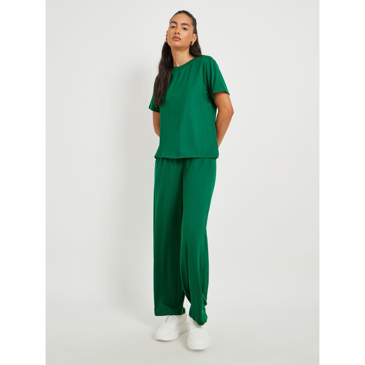 Styli Text Print Back Short Sleeve T-Shirt and Joggers Co-Ords-women-clothing-coordsets-image-2