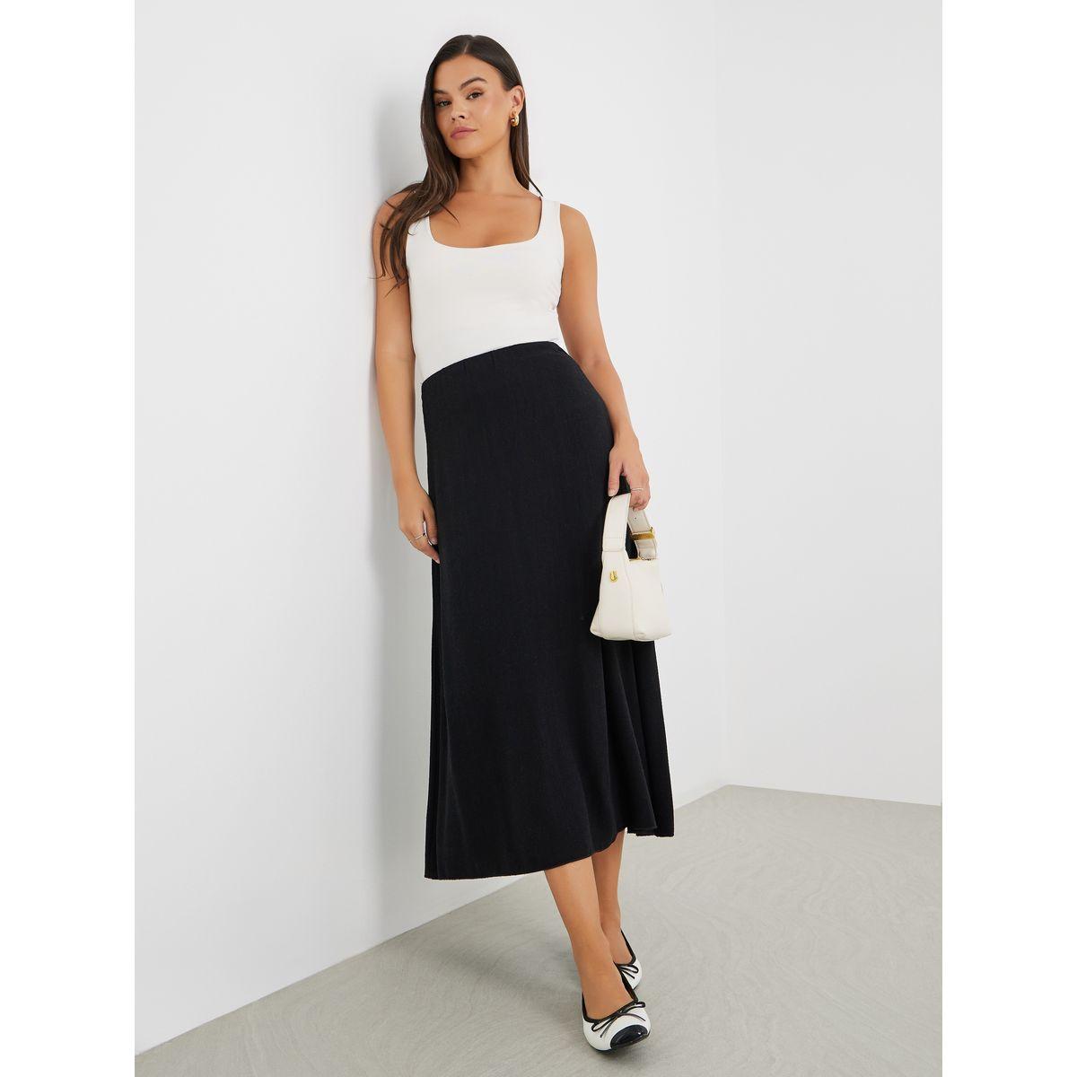 Styli Solid Mid Rise A-Line Midi Skirt-women-clothing-bottoms-skirts-image-1