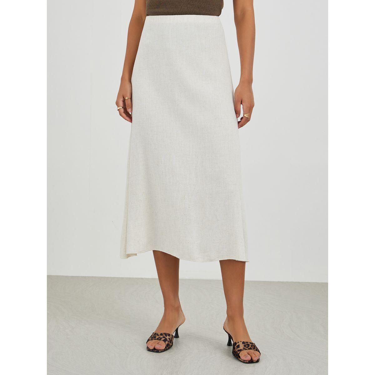 Styli Solid Mid Rise A-Line Midi Skirt-women-clothing-skirts-image-2
