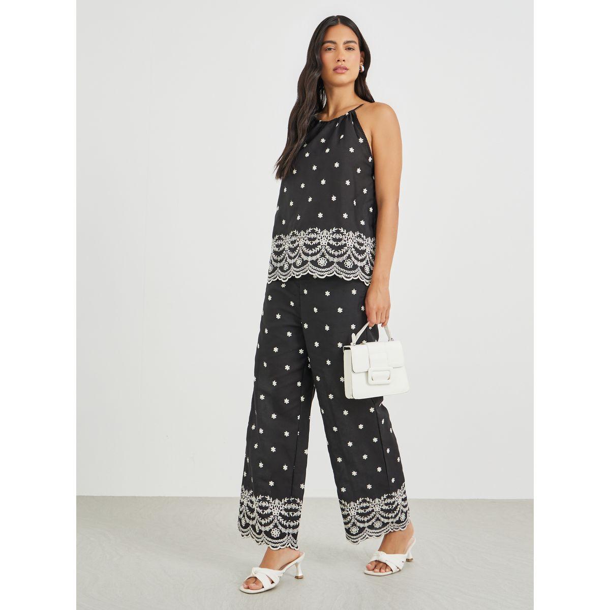 بنطال بأرجل واسعة وحافة بدانتيل-women-clothing-bottoms-trousers-image-3