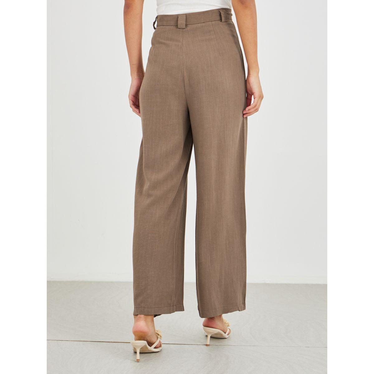 Styli Solid Mid Rise Wide Leg Pants-women-clothing-bottoms-trousers-image-1
