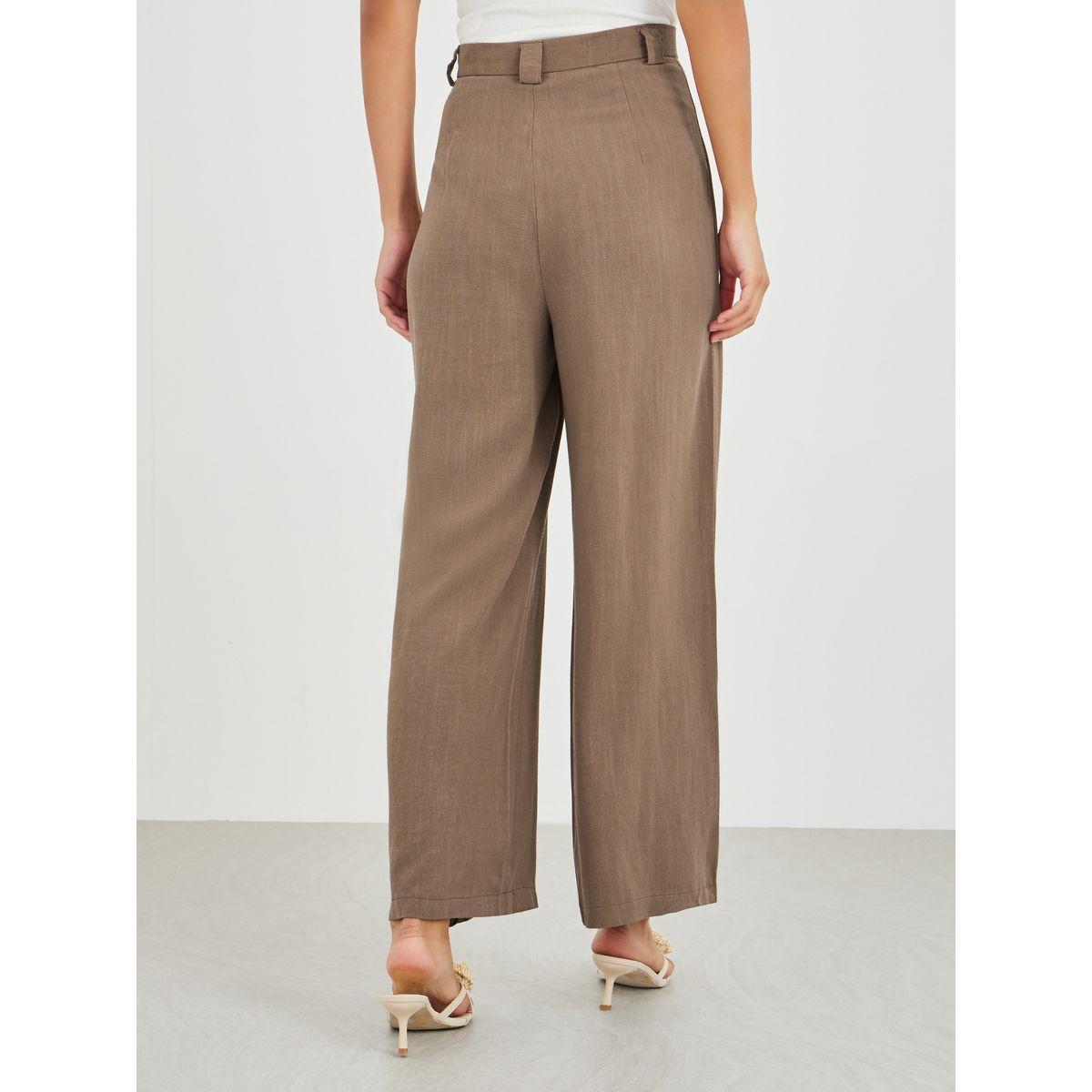 بنطال سادة بخصر متوسط وأرجل واسعة-women-clothing-bottoms-trousers-image-5