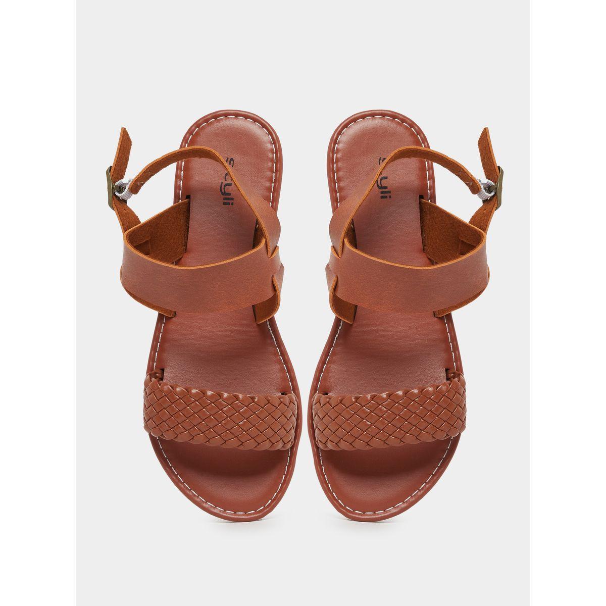 Styli Braided Sling Back Flat Sandals-women-shoes-sandals-flats-image-5