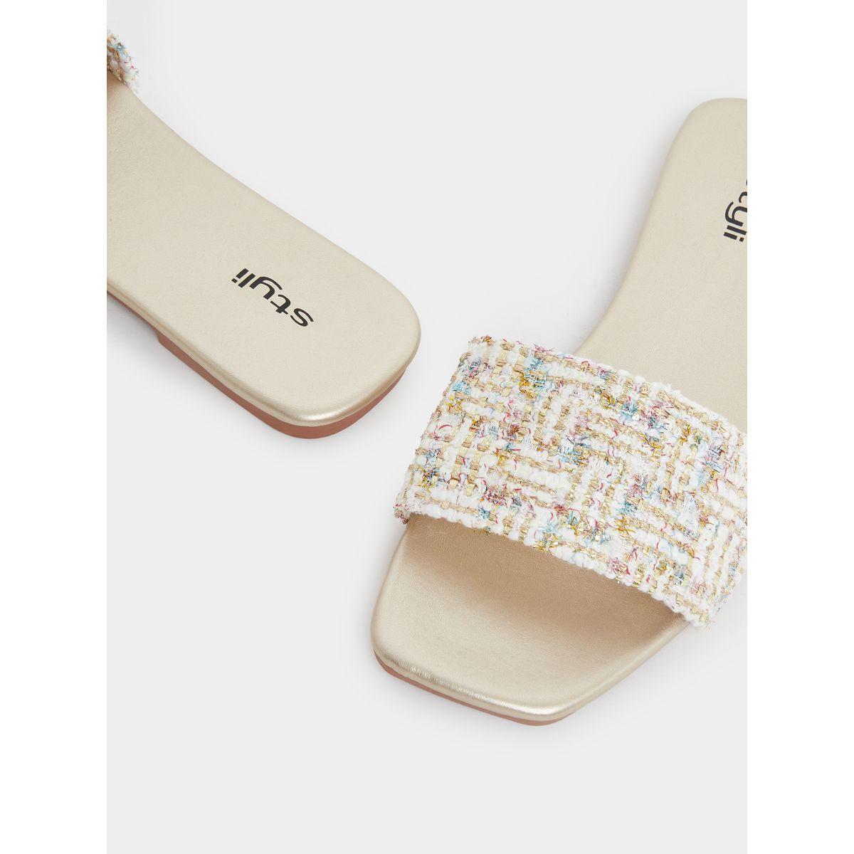 Styli Textured Woven Slip-On Sandals-women-shoes-sandals-flats-image-3