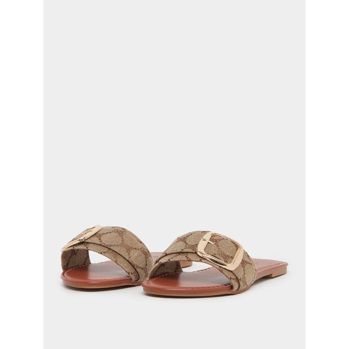 Styli Printed Buckle Detail Flat Sandals-women-shoes-sandals-flats-image-3