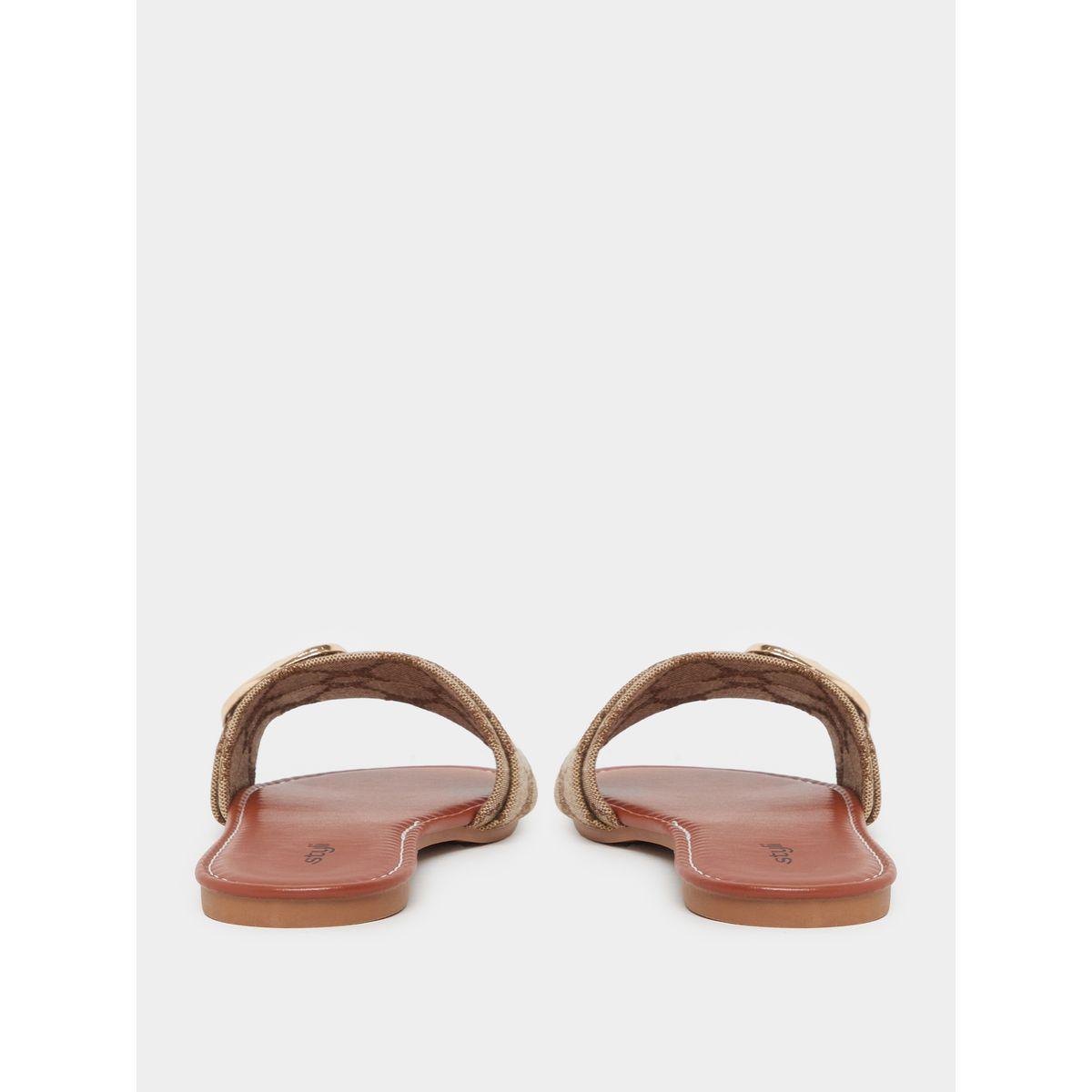 Styli Printed Buckle Detail Flat Sandals-women-shoes-sandals-flats-image-5