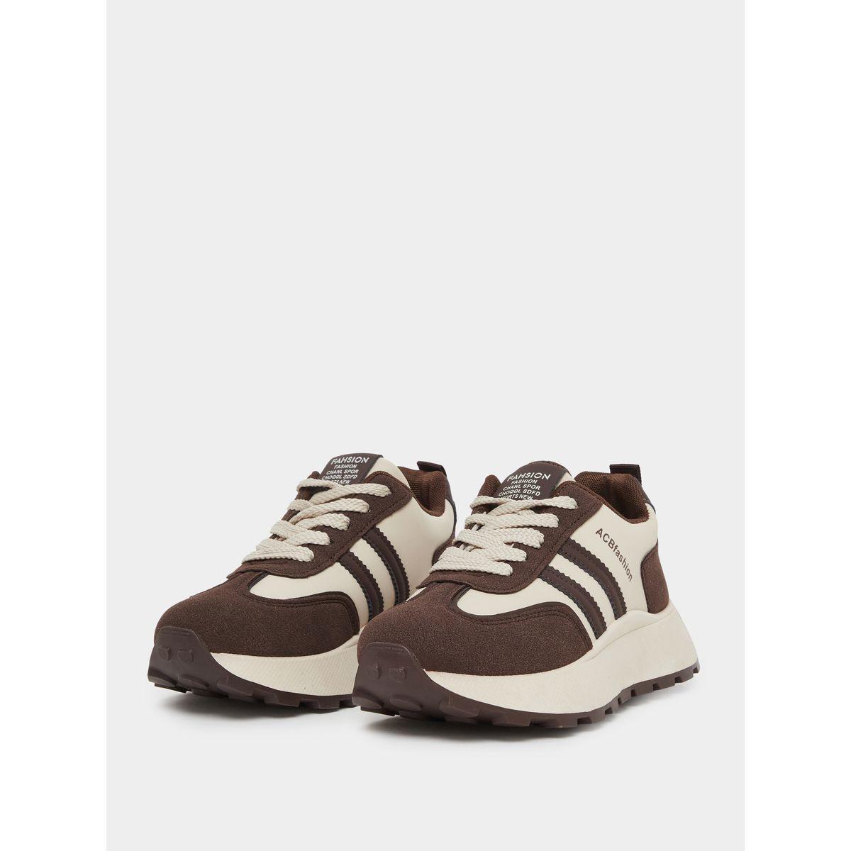 حذاء سنيكرز بنمط كتل الالوان ورباط غلق-women-shoes-sneakers-image-2