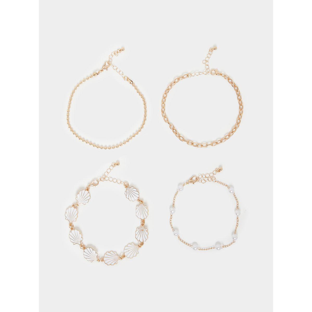 Styli Set of 4 - Shell Charm Assorted Anklet-women-watchesandjewellery-jewellery-anklets-image-1