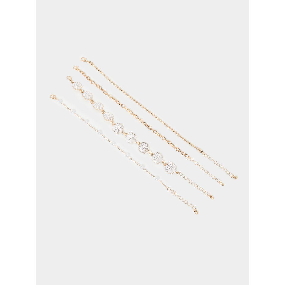 Styli Set of 4 - Shell Charm Assorted Anklet-women-watchesandjewellery-jewellery-anklets-image-2