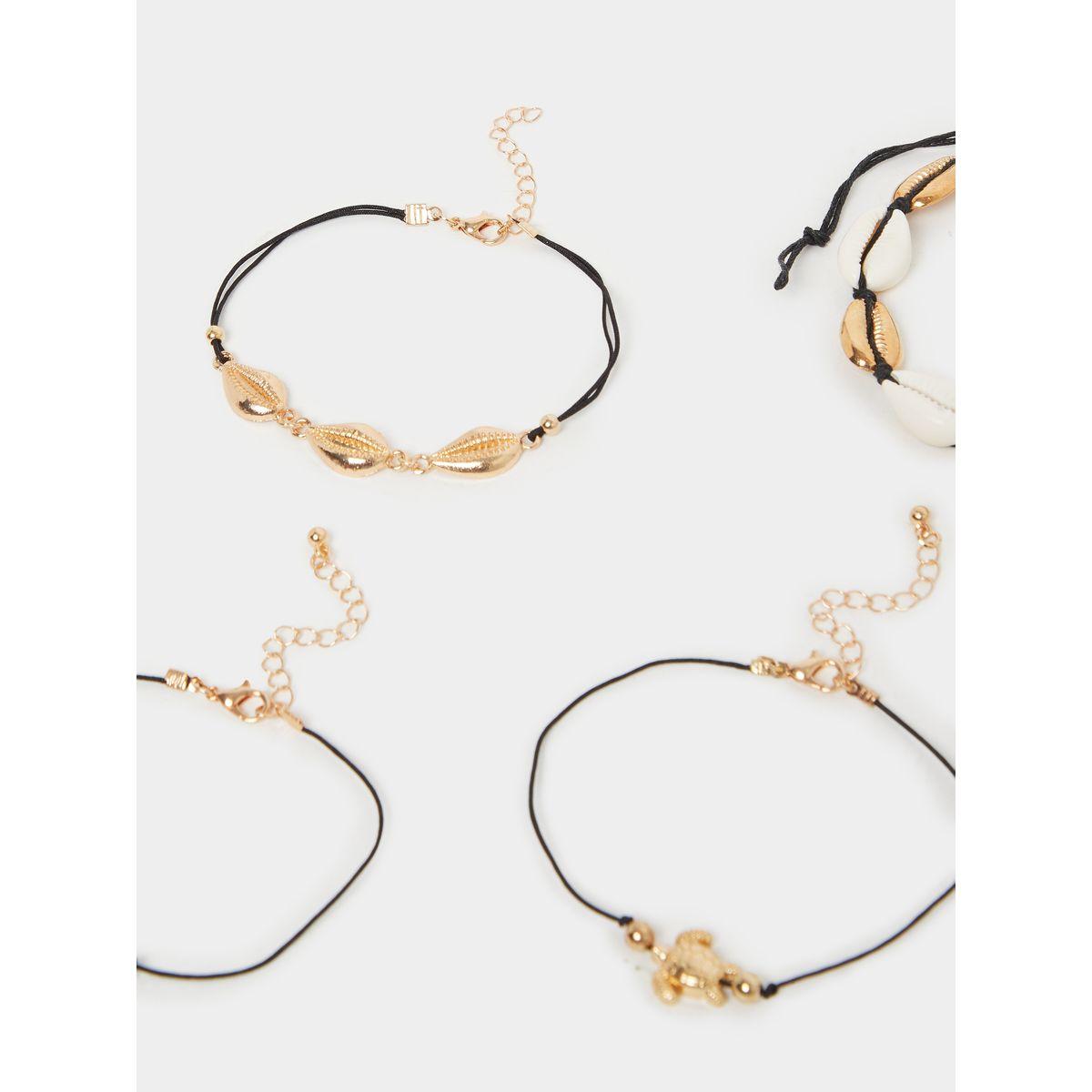 مجموعة من 6 - خلخال مُتدلي بحلية على شكل صدف-women-watchesandjewellery-jewellery-anklets-image-3
