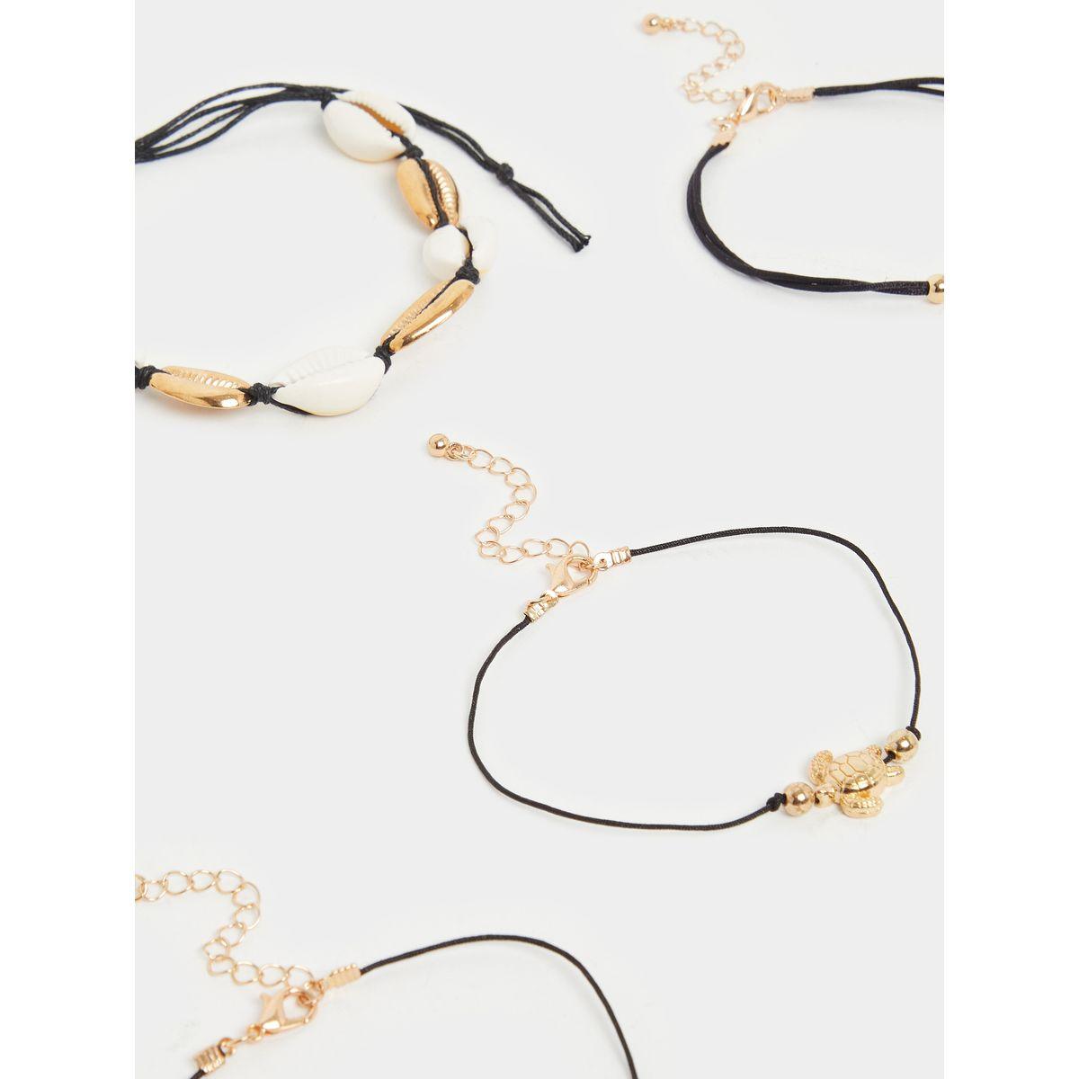 مجموعة من 6 - خلخال مُتدلي بحلية على شكل صدف-women-watchesandjewellery-jewellery-anklets-image-4