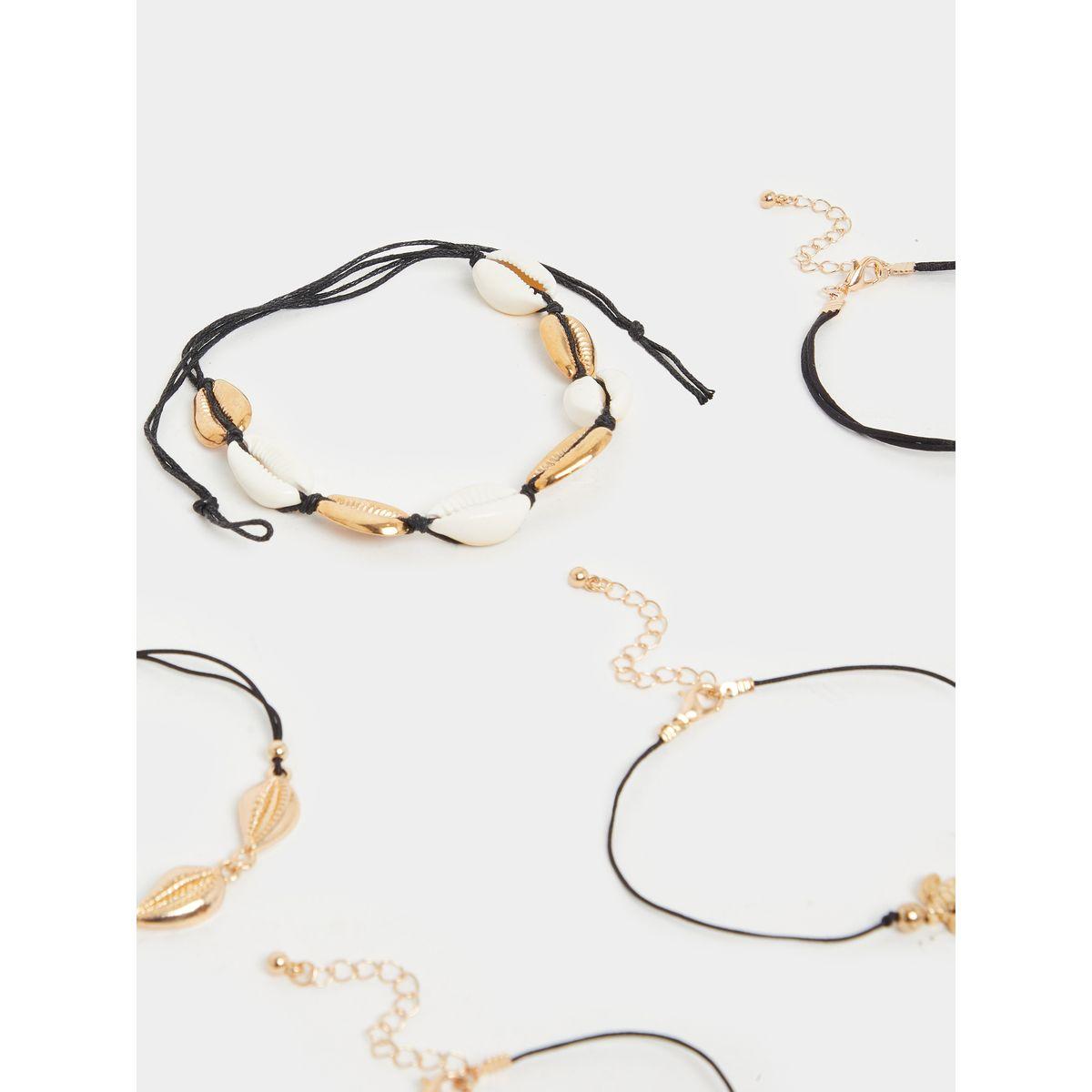 مجموعة من 6 - خلخال مُتدلي بحلية على شكل صدف-women-watchesandjewellery-jewellery-anklets-image-5