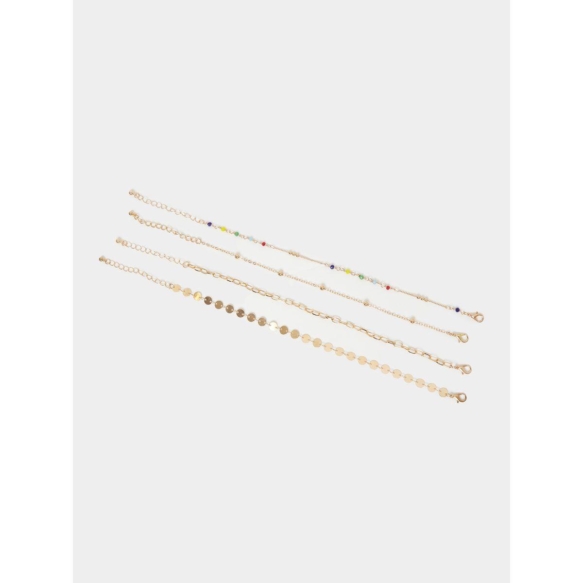 مجموعة من 4 خلاخيل بمشبك إغلاق لوبستر-women-watchesandjewellery-jewellery-anklets-image-2