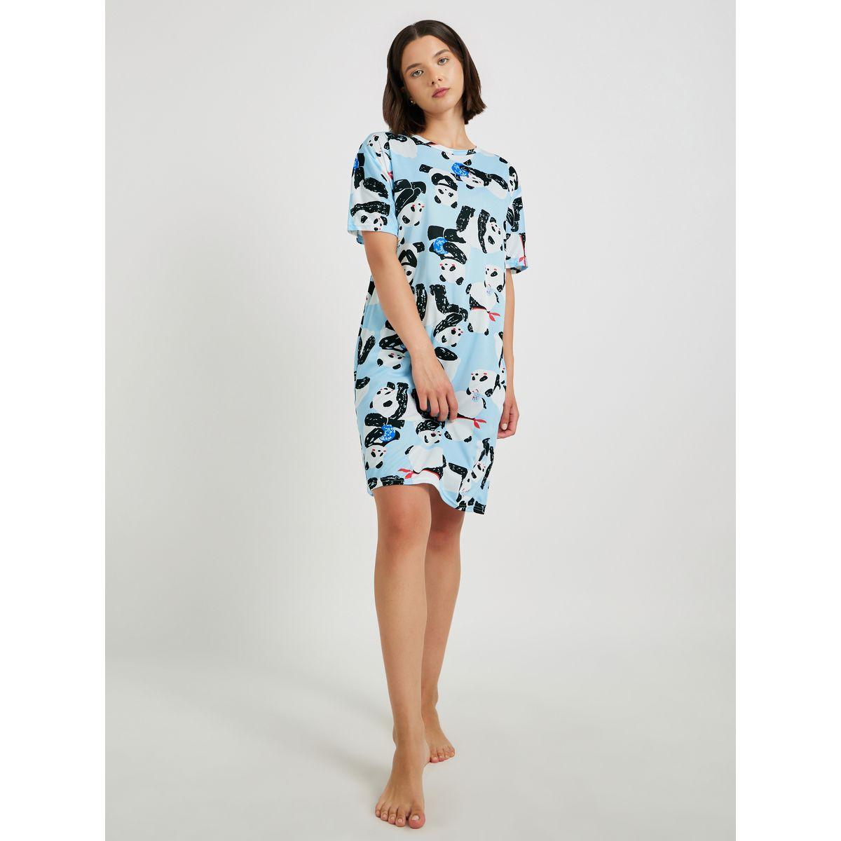 Styli Panda Printed Short Sleeve Sleep T-Shirt-women-clothing-nightwear-nighties-image-1