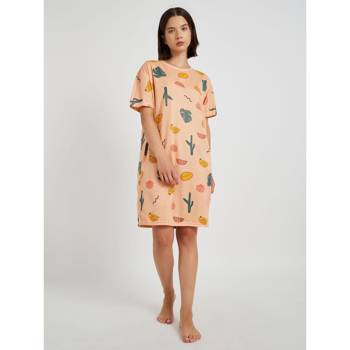 Styli All-Over Printed Short Sleeve Sleep T-Shirt-women-clothing-nightwear-nighties-image-1