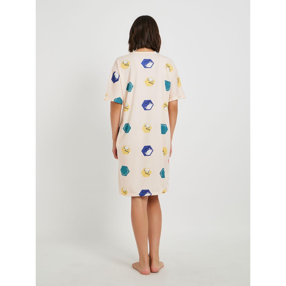 Styli All-Over Printed Short Sleeve Sleep T-Shirt-women-clothing-nightwear-nighties-image-4