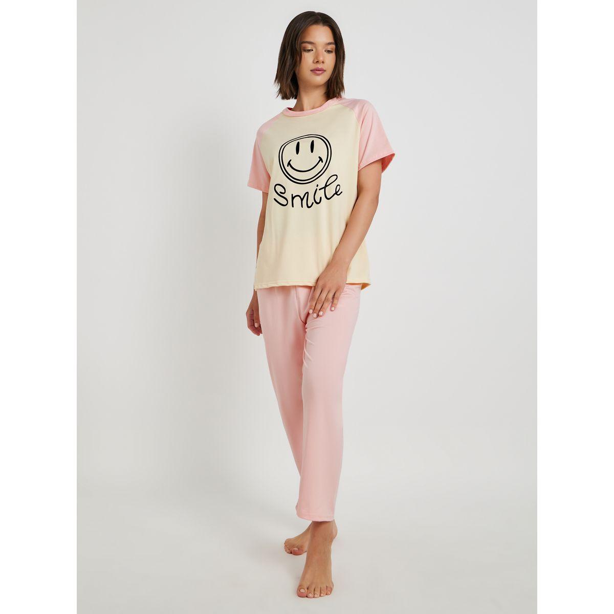 Styli Graphic Print T-Shirt and Pyjama Set-women-clothing-nightwear-pyjamas-longsets-image-1