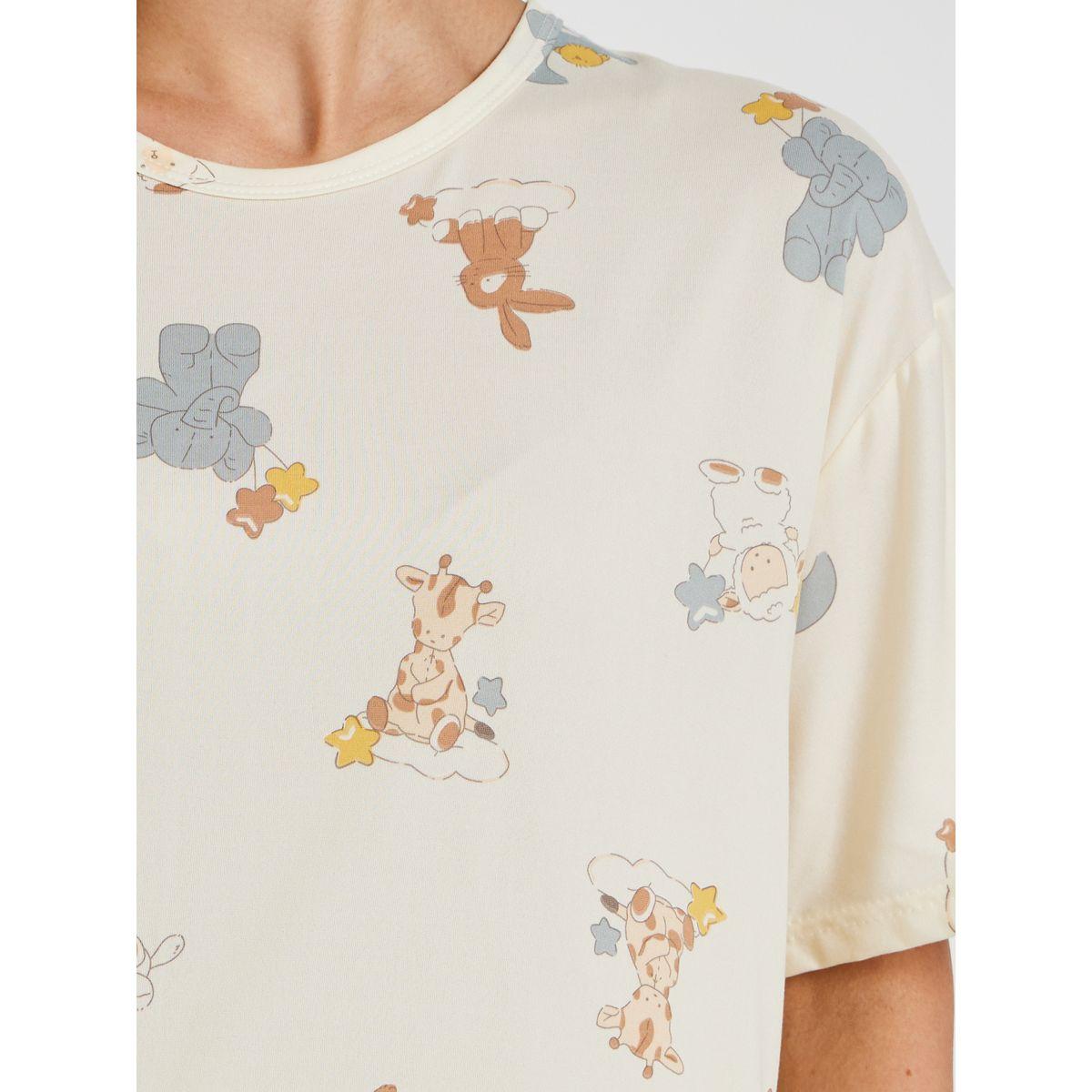 Styli Set of 4 - Printed T-Shirt and Shorts with Nightdress and Pants-women-clothing-nightwear-pyjamas-longsets-image-4