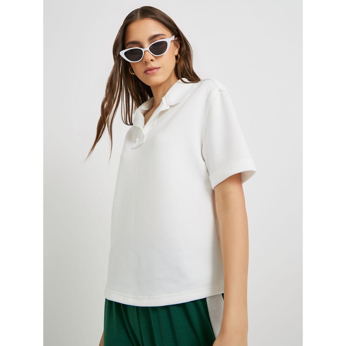 Styli Solid Regular Fit Short Sleeve Polo T-Shirt-women-clothing-tshirts-image-1