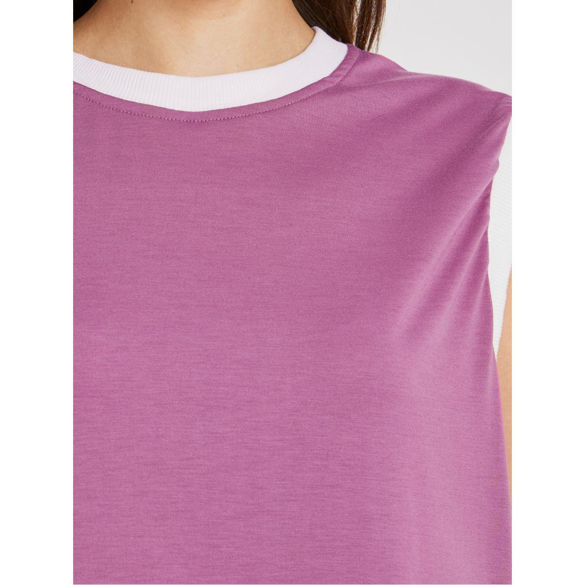 Styli Solid Sleeveless Rib Contrast Trim T-Shirt-women-clothing-tshirts-image-4