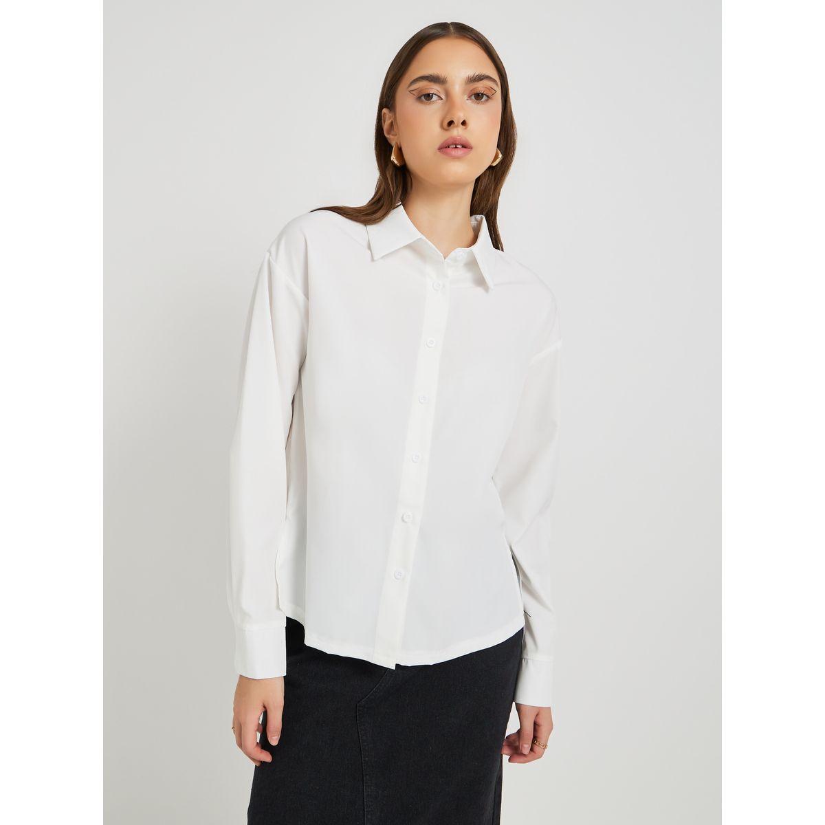 Styli Solid Spread Collar Long Sleeve Shirt-women-clothing-shirtsandblouses-shirts-image-3