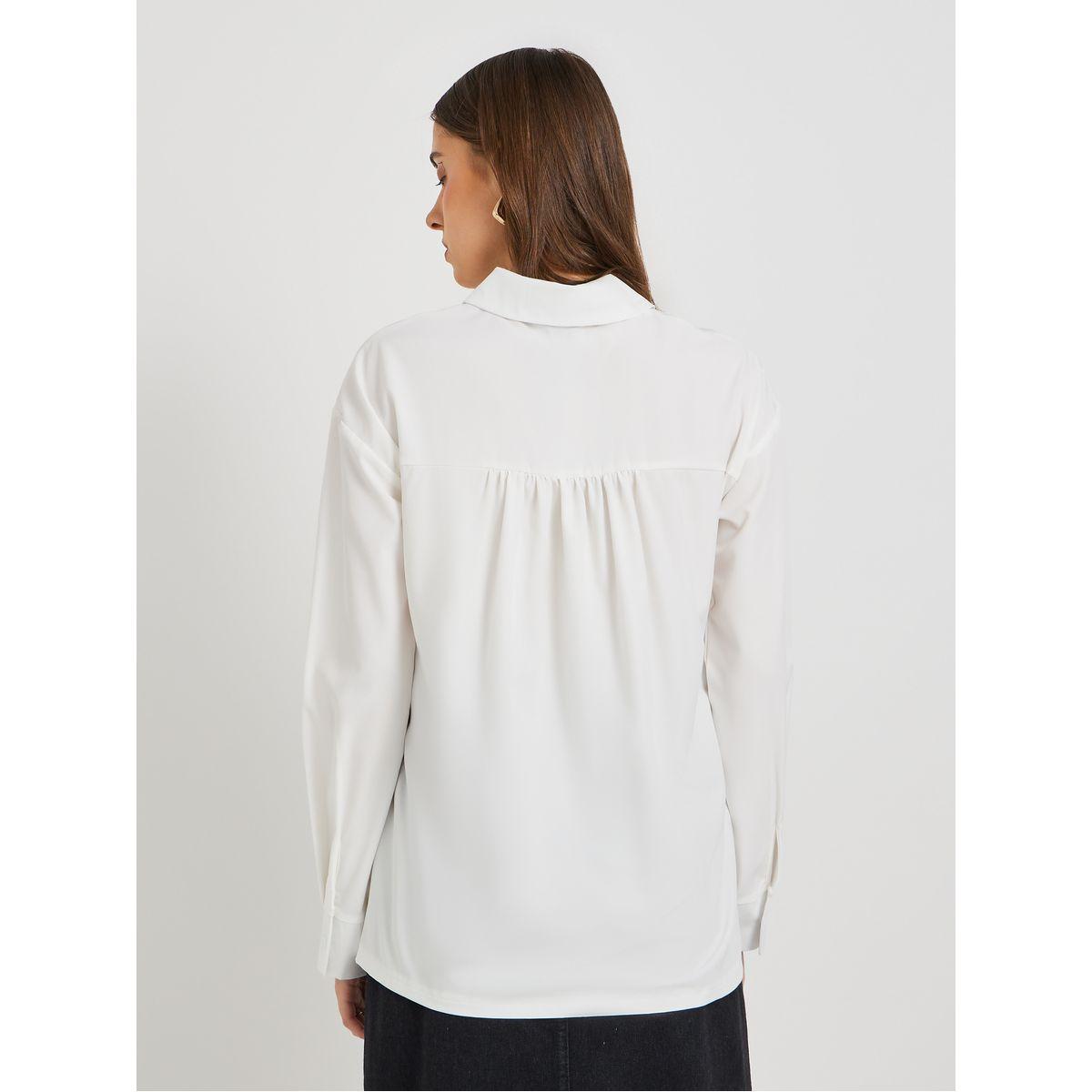 Styli Solid Spread Collar Long Sleeve Shirt-women-clothing-shirtsandblouses-shirts-image-5