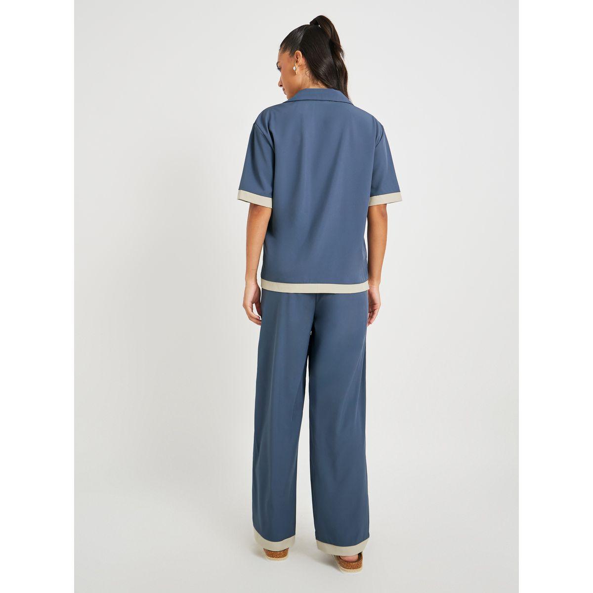 Styli Embroidery Detail Short Sleeve Shirt and Pants Set-women-clothing-coordsets-image-6