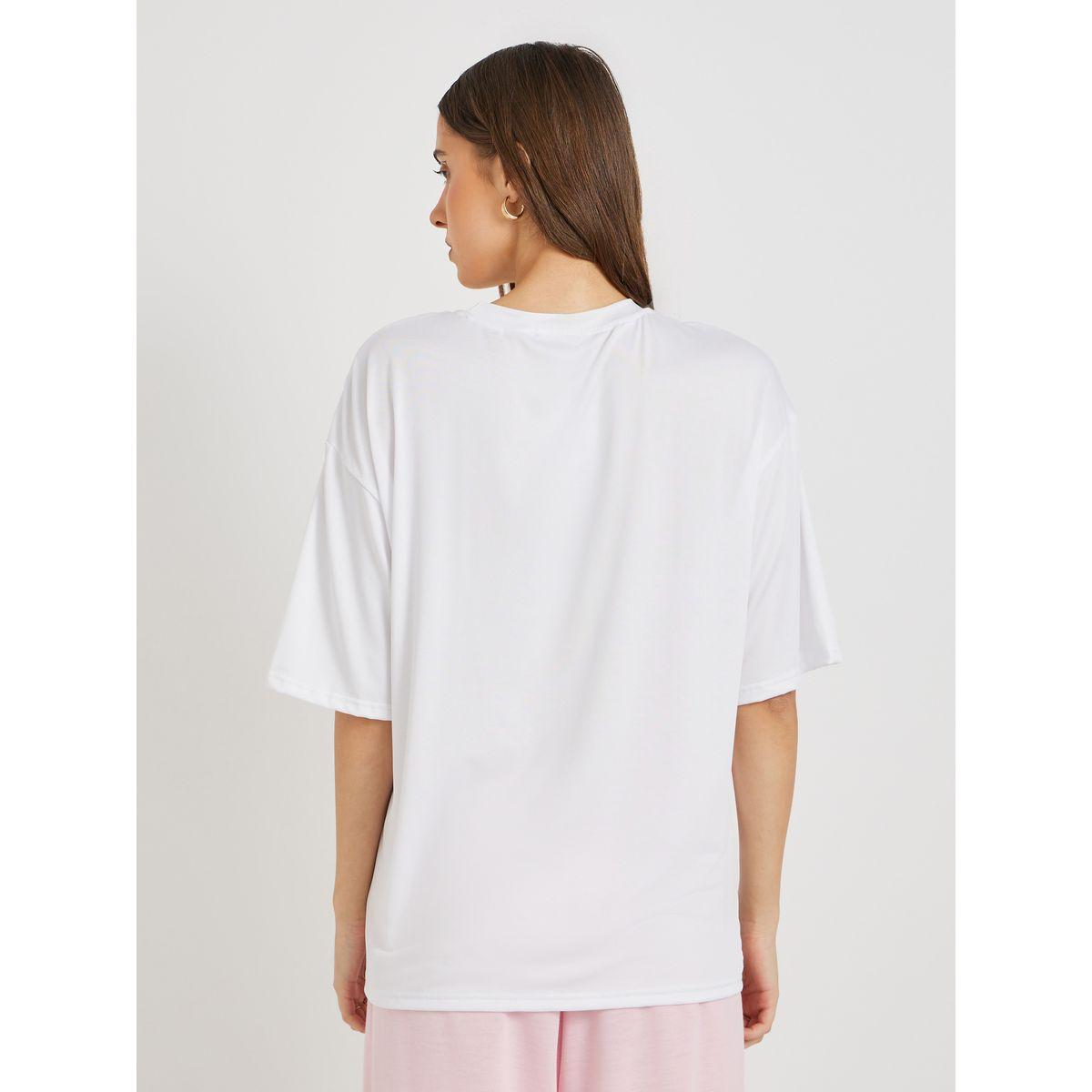 تيشيرت فضفاض بياقة دائرية وطبعة كتابة-women-clothing-tshirts-image-5