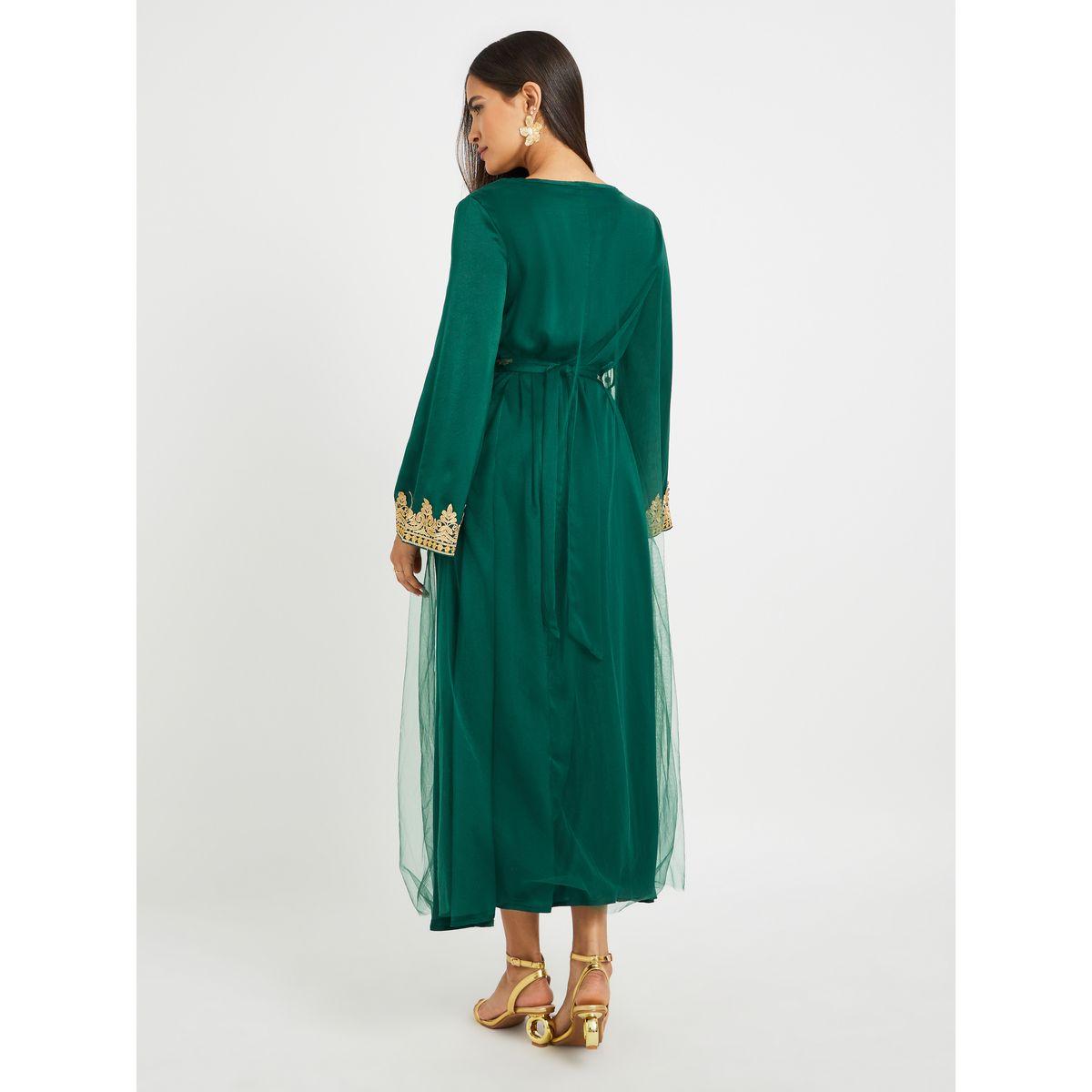 جلابية بتفاصيل مُطرّزة ودانتيل مع حزام-women-arabicclothing-jalabiyas-image-5