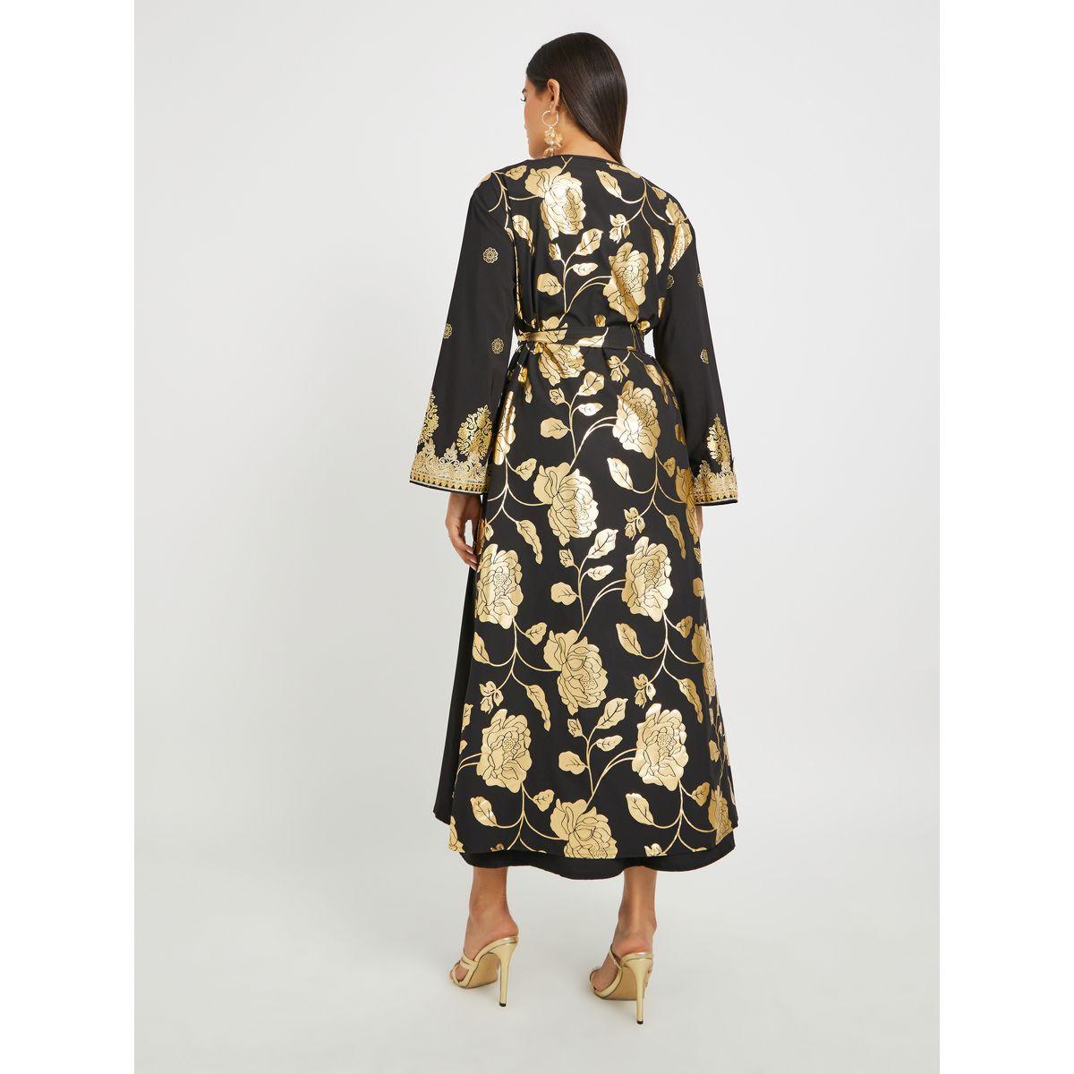 مجموعة من عباية بطبعة فويل مع فستان داخلي-women-arabicclothing-abayas-image-6