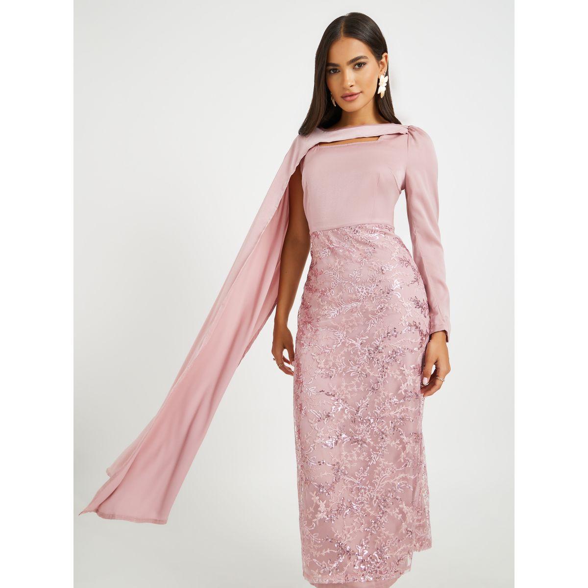 Styli Embellished One Cape Sleeve Bodycon Midi Dress-women-clothing-dresses-image-3