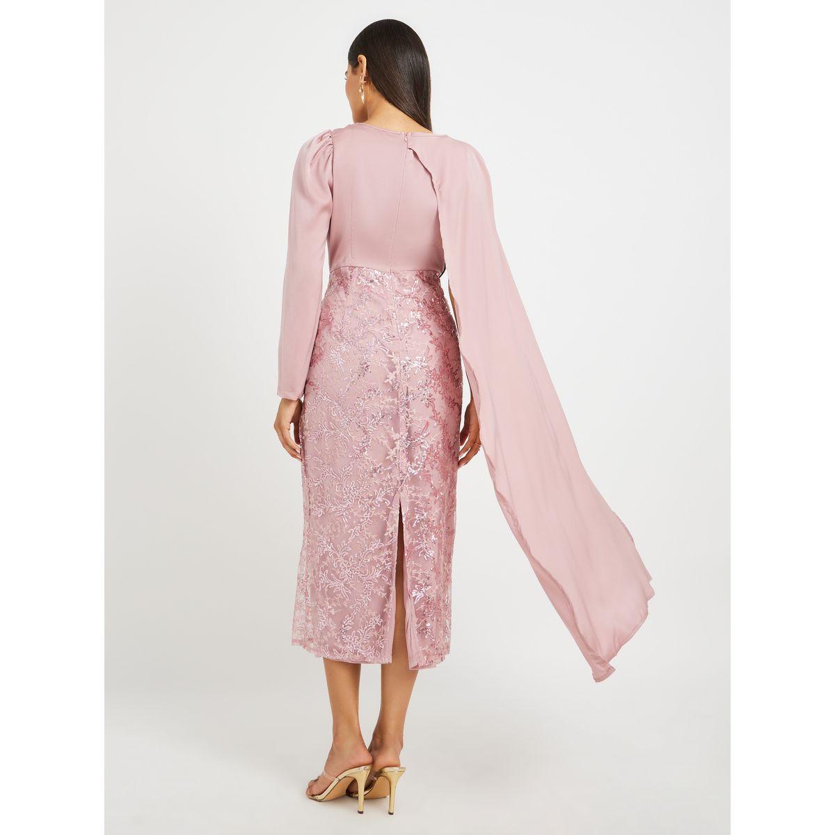 Styli Embellished One Cape Sleeve Bodycon Midi Dress-women-clothing-dresses-image-5
