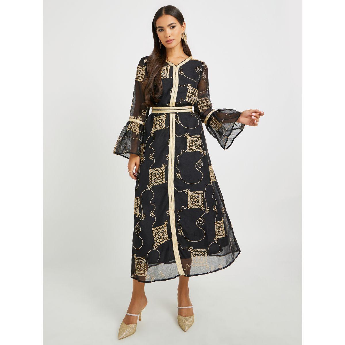جلابية بتفاصيل مُطرّزة ودانتيل-women-arabicclothing-jalabiyas-image-1