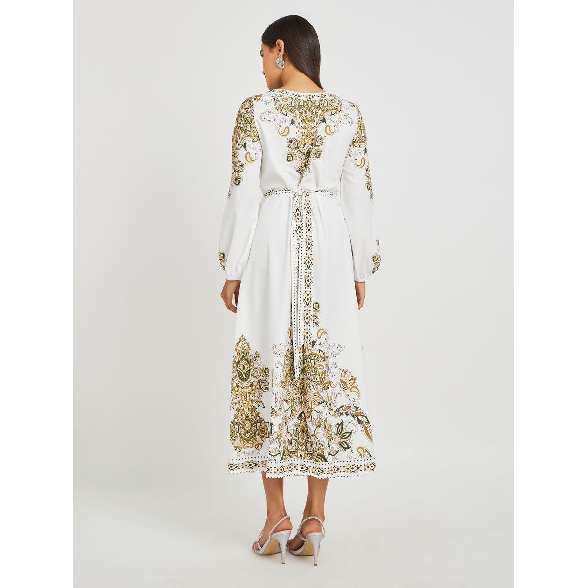 Styli Floral Print V-Neck Balloon Sleeve Belted Maxi Dress-women-clothing-dresses-image-6