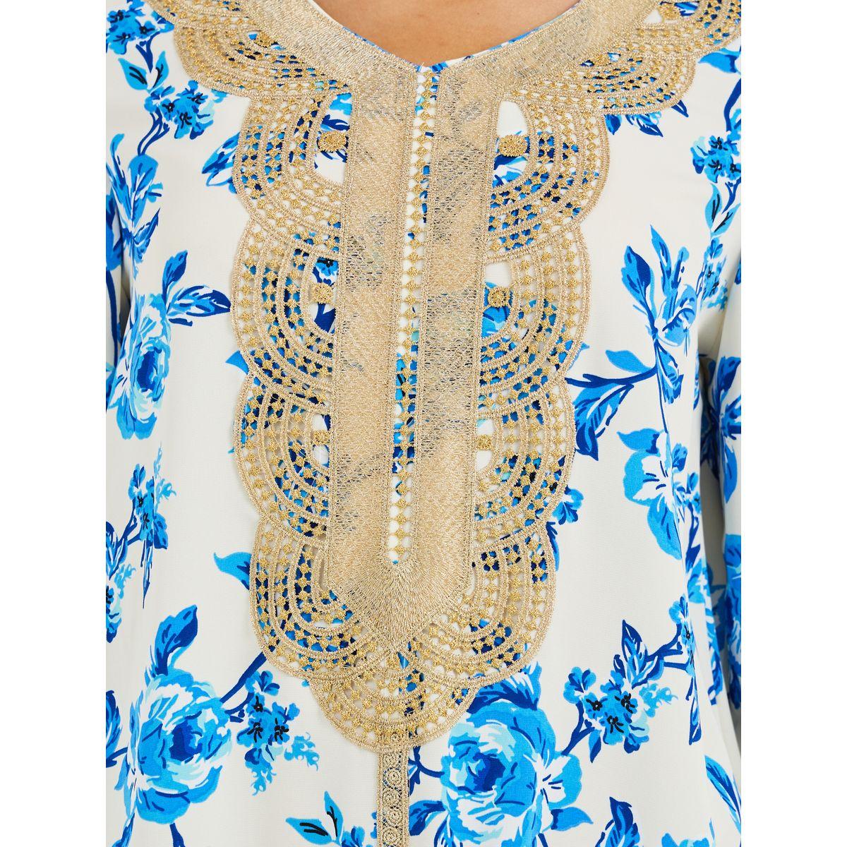 جلابية بحافة واسعة وطبعة زهور مع دانتيل-women-arabicclothing-jalabiyas-image-4