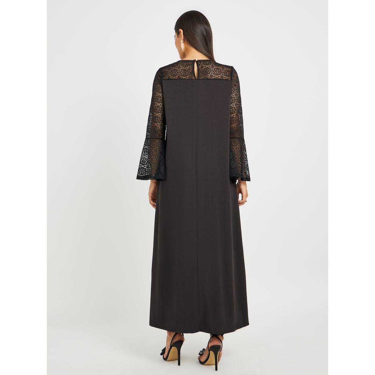 Keenly Embellished Lace Patchwork Long Sleeve A-Line Jalabiya-women-arabicclothing-jalabiyas-image-5