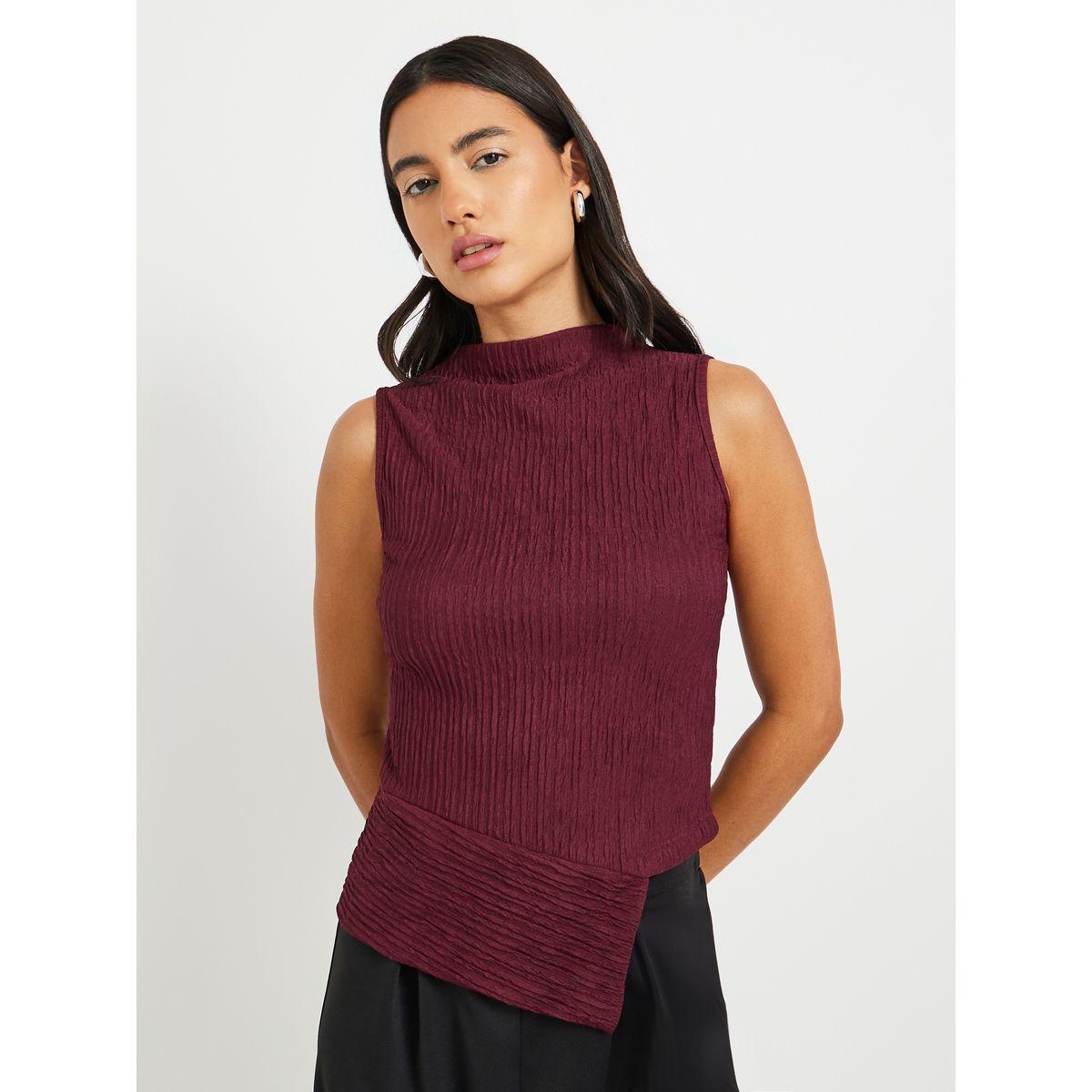 بلوزة بلا أكمام بحافة غير متماثلة الطول-women-clothing-shirtsandblouses-blouses-image-1