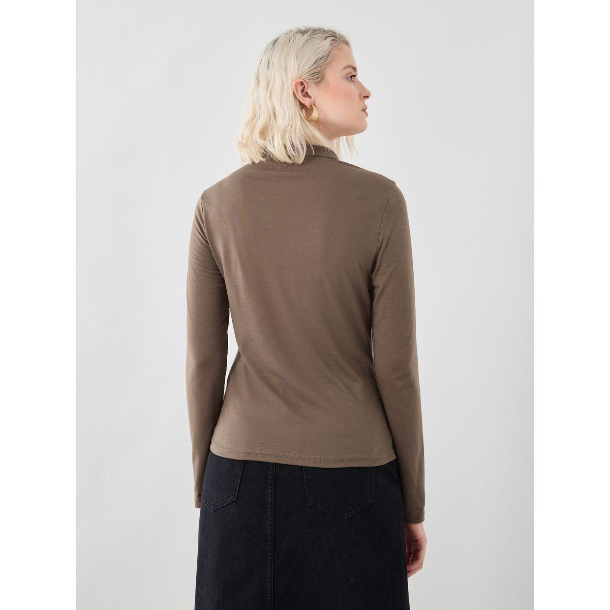 Styli Solid Long Sleeve Knitted Top with Button Detail-women-clothing-shirtsandblouses-blouses-image-4