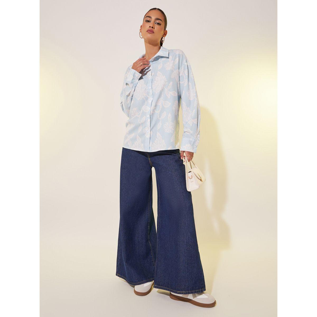 بلوزة فضفاضة بطبعة زهور وياقة سبريد-women-clothing-shirtsandblouses-shirts-image-2
