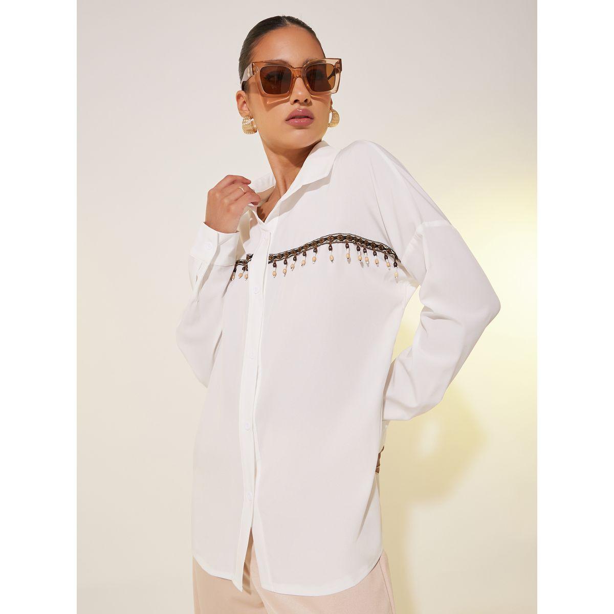 Styli Solid Front Tassel Detail Oversized Shirt-women-clothing-shirtsandblouses-shirts-image-1